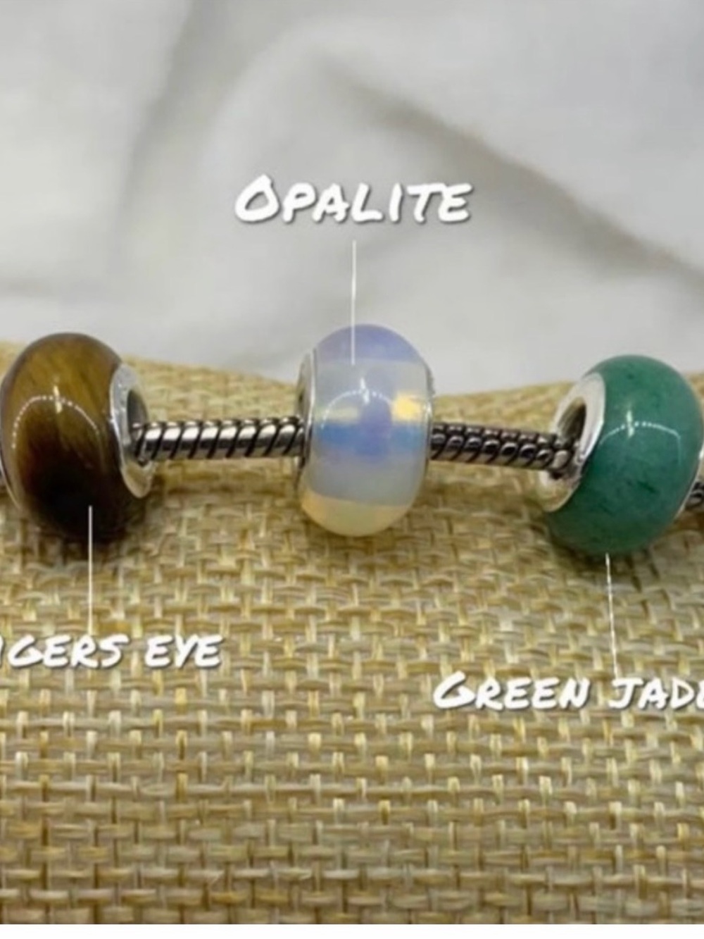 2 Opalite natural stone Charm Bead